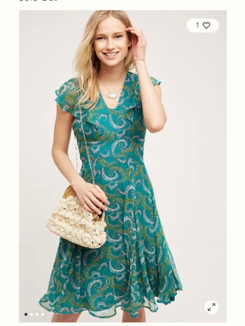 Anthropologie HD in Paris CONCERTO Silk Dress - Jade Green Ruffles Size 6
